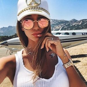Ray-Ban Round Rose Gold Folding Sunglasses